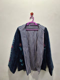 Handcrafted Navy Blue Velvet Cactus & Bird Suzani Embroidered Jacket