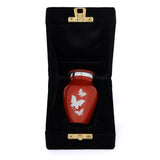 Hand Engraved Small Decorative Brass Urn with Lid – 3" Mini Keepsake Urn(Orange)