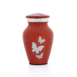 Hand Engraved Small Decorative Brass Urn with Lid – 3" Mini Keepsake Urn(Orange)