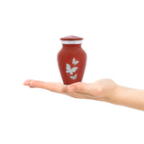 Hand Engraved Small Decorative Brass Urn with Lid – 3" Mini Keepsake Urn(Orange)