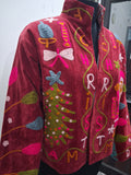 Handcrafted Maroon Velvet Christmas Santa Suzani Embroidered Jacket