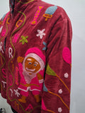 Handcrafted Maroon Velvet Christmas Santa Suzani Embroidered Jacket