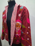 Handcrafted Maroon Velvet Christmas Santa Suzani Embroidered Jacket
