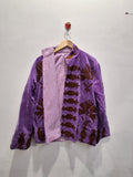 Handcrafted  Purple Velvet Floral & Pod Suzani Embroidered Jacket