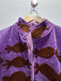 Handcrafted  Purple Velvet Floral & Pod Suzani Embroidered Jacket