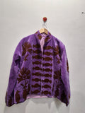 Handcrafted  Purple Velvet Floral & Pod Suzani Embroidered Jacket