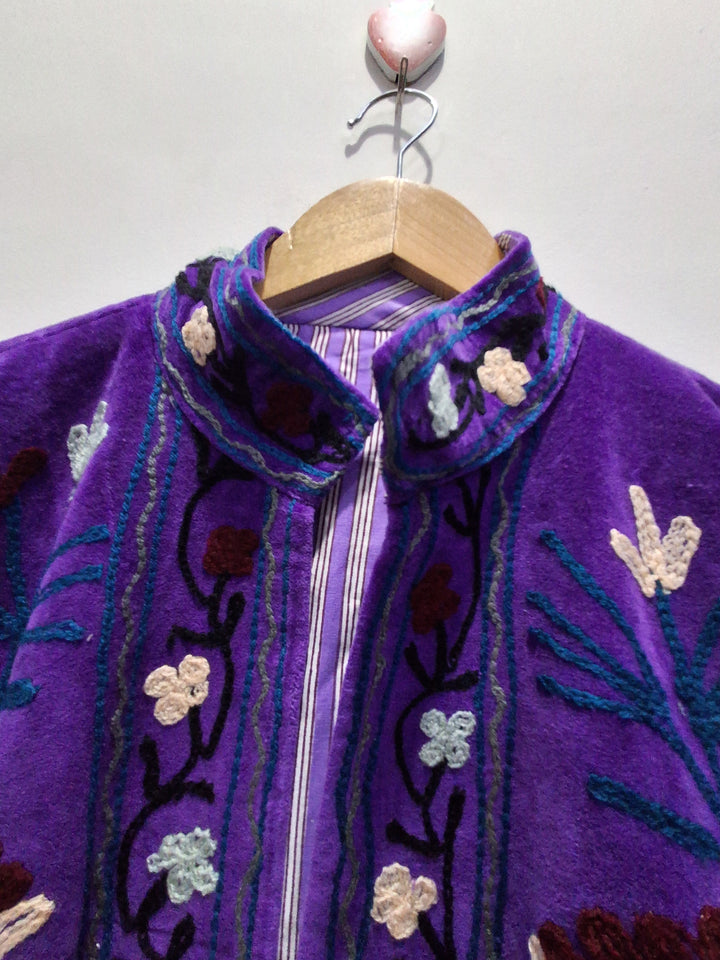 Purple Velvet Suzani Embroidered Jacket
