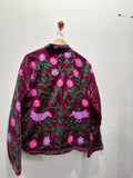 Maroon Velvet Floral Embroidery Boho Jacket