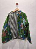 Green Velvet Embroidered Bird & Floral Boho Jacket