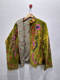 Hand Embroidered Olive Green Velvet Suzani Jacket