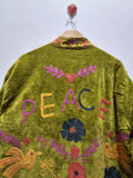 Hand Embroidered Olive Green Velvet Suzani Jacket