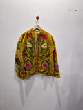 Hand Embroidered Mustard Yellow Velvet Suzani Jacket