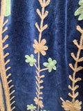 Navy Blue Velvet Folk Art Embroidered Jacket