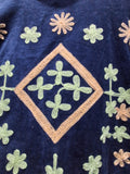 Navy Blue Velvet Folk Art Embroidered Jacket