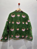 Green Velvet Handmade Jacket with Embroidery