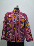 Vintage Pink Velvet Suzani Embroidered Handmade Jacket