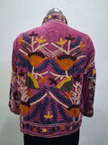 Vintage Pink Velvet Suzani Embroidered Handmade Jacket
