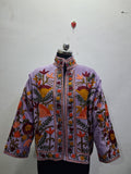 Vintage Lavender Velvet Suzani Embroidered Jacket