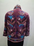 Hand-Embroidered Dusty Plum Velvet Stand-Collar Boho Jacket