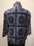 Navy Blue Bandana Print Velvet Jacket