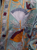 Hand-Embroidered Sage Green Velvet Boho Jacket
