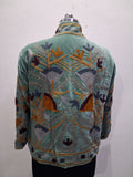 Hand-Embroidered Sage Green Velvet Boho Jacket