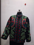 Handmade Black Velvet Floral Paisley Embroidered Jacket