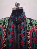 Handmade Black Velvet Floral Paisley Embroidered Jacket