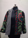 Handmade Black Velvet Floral Paisley Embroidered Jacket