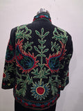 Handmade Black Velvet Floral Paisley Embroidered Jacket