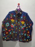 Vintage Royal Blue Velvet Suzani Embroidered Jacket