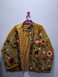 Mustard Velvet Floral Embroidered Suzani Boho Jacket