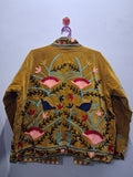 Mustard Velvet Floral Embroidered Suzani Boho Jacket