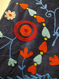 Boho Floral Embroidered Navy Velvet Jacket