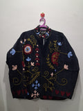 Handcrafted Floral Embroidered Black Velvet Jacket