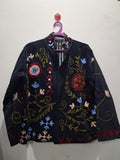 Handcrafted Floral Embroidered Black Velvet Jacket