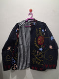 Handcrafted Floral Embroidered Black Velvet Jacket