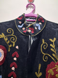 Handcrafted Floral Embroidered Black Velvet Jacket
