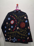 Handcrafted Floral Embroidered Black Velvet Jacket