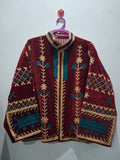 Boho Maroon Velvet Embroidered Jacket