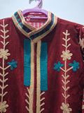 Boho Maroon Velvet Embroidered Jacket
