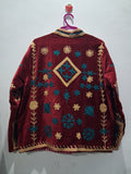 Boho Maroon Velvet Embroidered Jacket