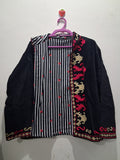 Boho Black Velvet Suzani Embroidered Jacket