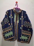 Boho Royal Blue Velvet Embroidered Jacket