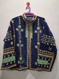 Boho Royal Blue Velvet Embroidered Jacket