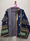 Boho Royal Blue Velvet Embroidered Jacket