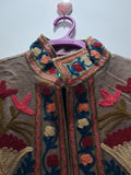 Hand-Embroidered Beige Velvet Jacket