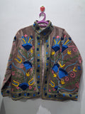 Hand-Embroidered Brown Velvet Jacket
