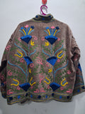 Hand-Embroidered Brown Velvet Jacket
