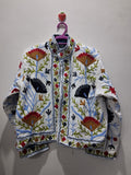 Hand-Embroidered White Velvet Jacket